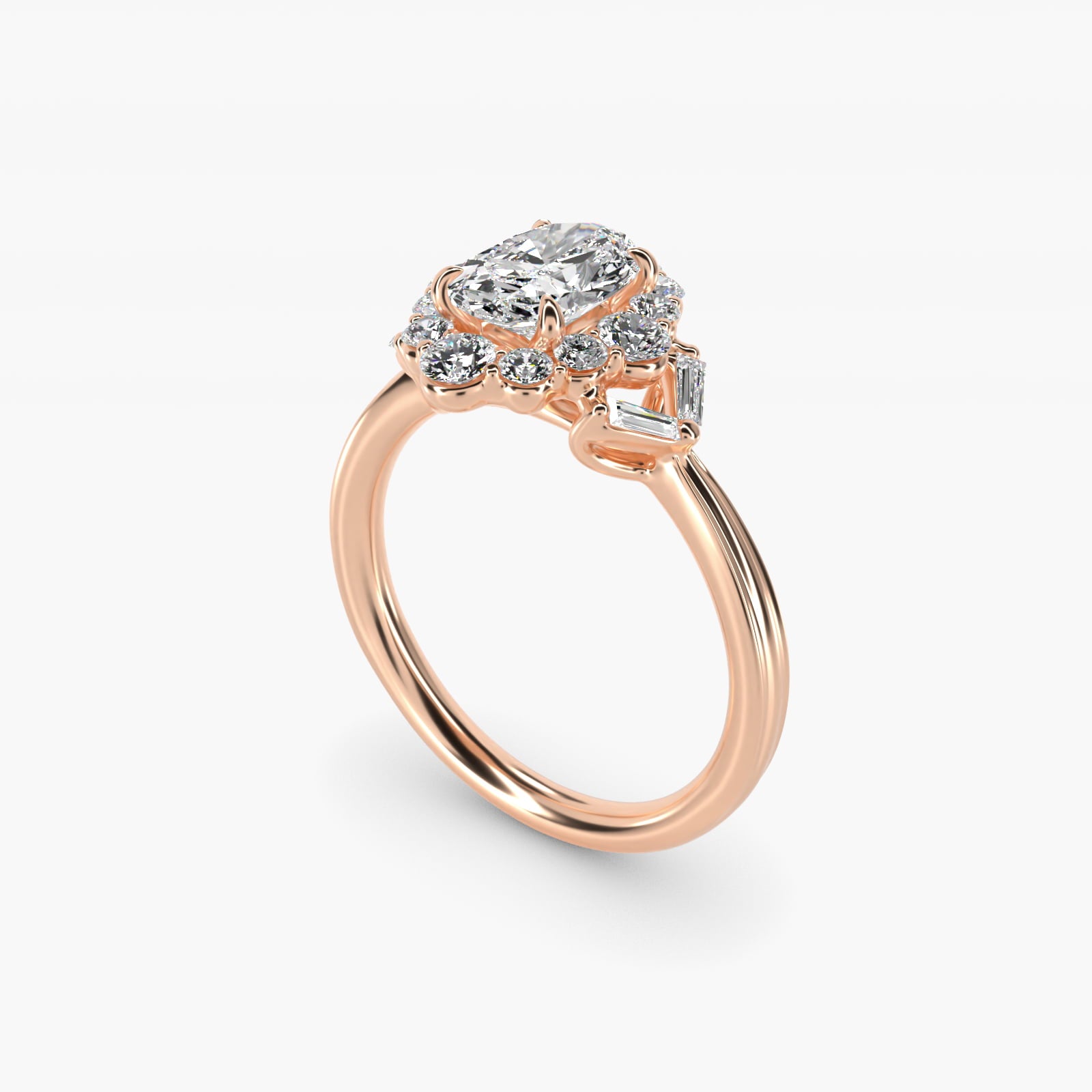 Glamour Halo Vintage-Style Engagement Ring In 14K Rose Gold By James Allen - Oval Center