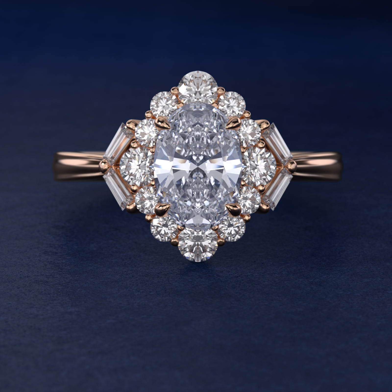 Glamour Halo Vintage-Style Engagement Ring In 14K Rose Gold By James Allen - Oval Center