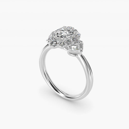 Glamour Halo Vintage-Style Engagement Ring In 18k White Gold By James Allen - Oval Center