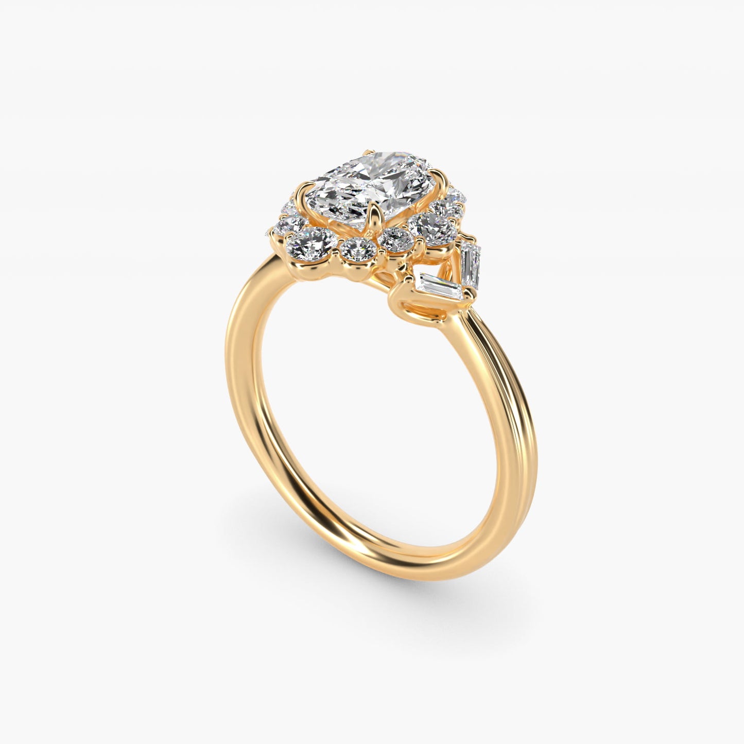 Glamour Halo Vintage-Style Engagement Ring In 14K Yellow Gold By James Allen - Oval Center