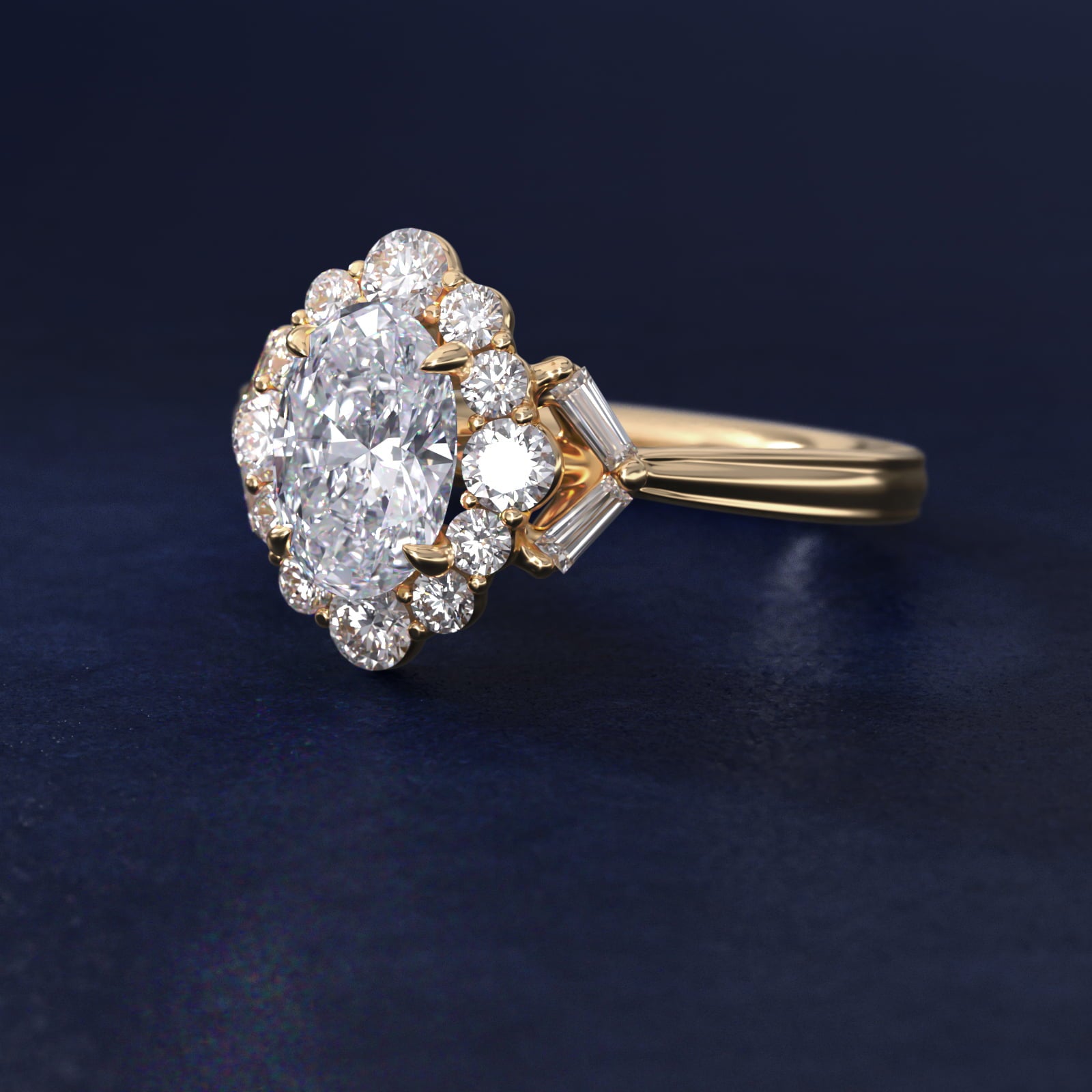 Glamour Halo Vintage-Style Engagement Ring In 18k Yellow Gold By James Allen - Oval Center