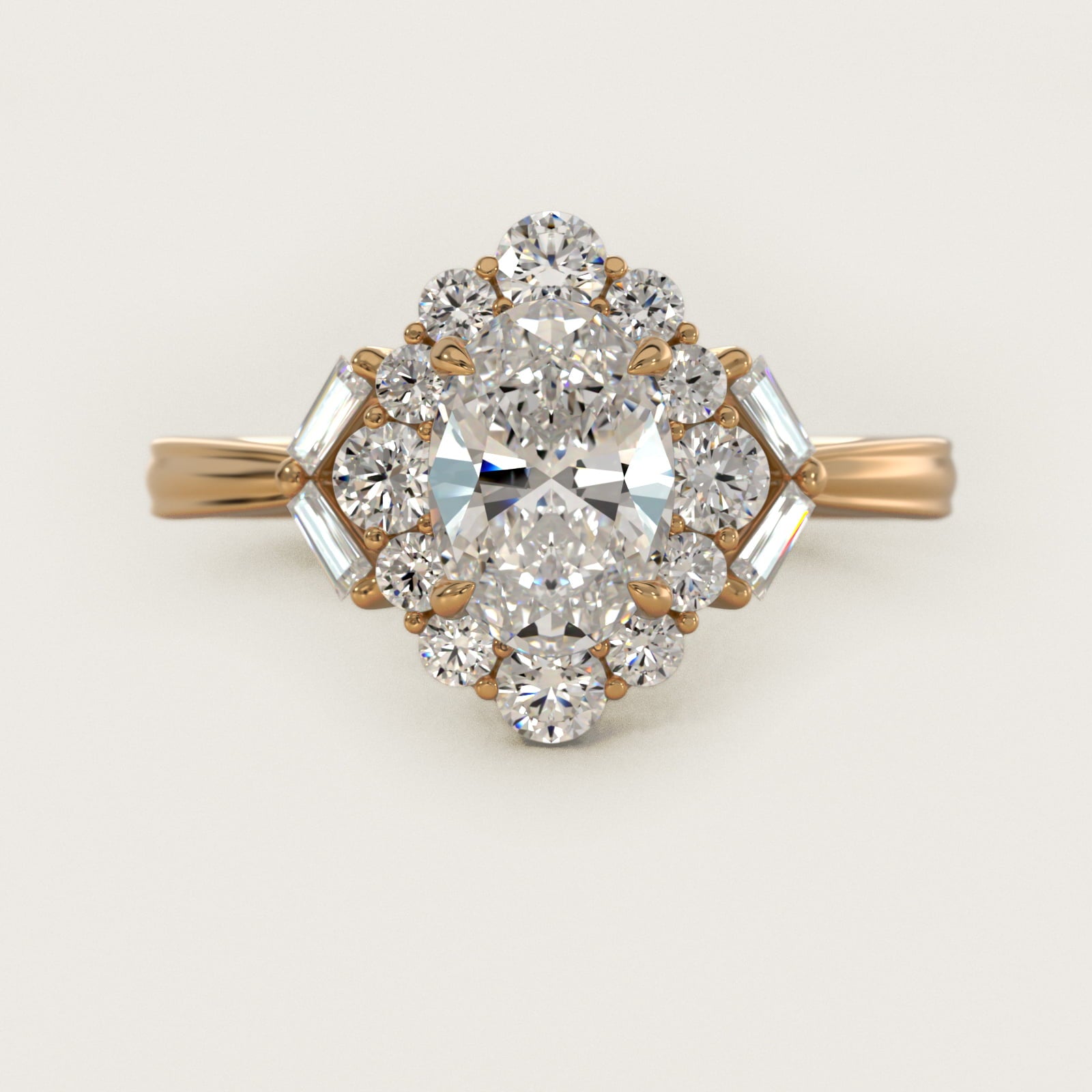 Glamour Halo Vintage-Style Engagement Ring In 14K Yellow Gold By James Allen - Oval Center