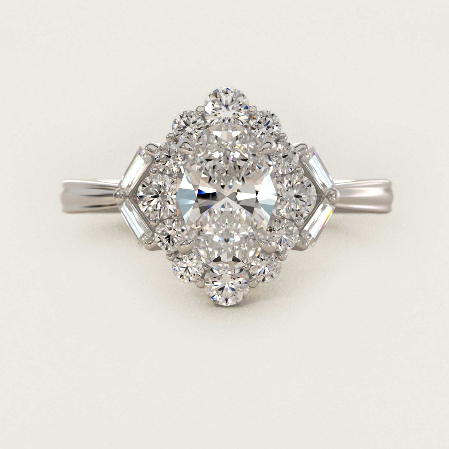Glamour Halo Vintage-Style Engagement Ring In Platinum By James Allen - Oval Center