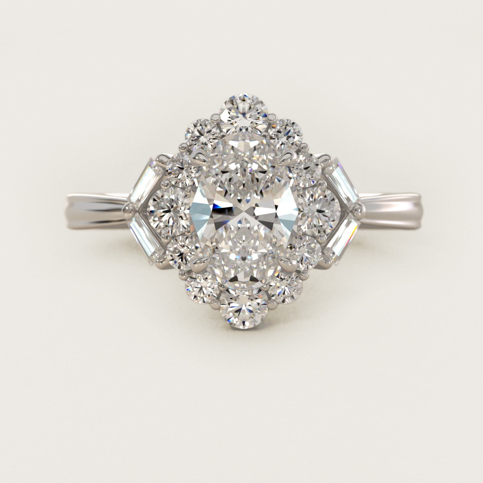 Glamour Halo Vintage-Style Engagement Ring In Platinum By James Allen - Oval Center
