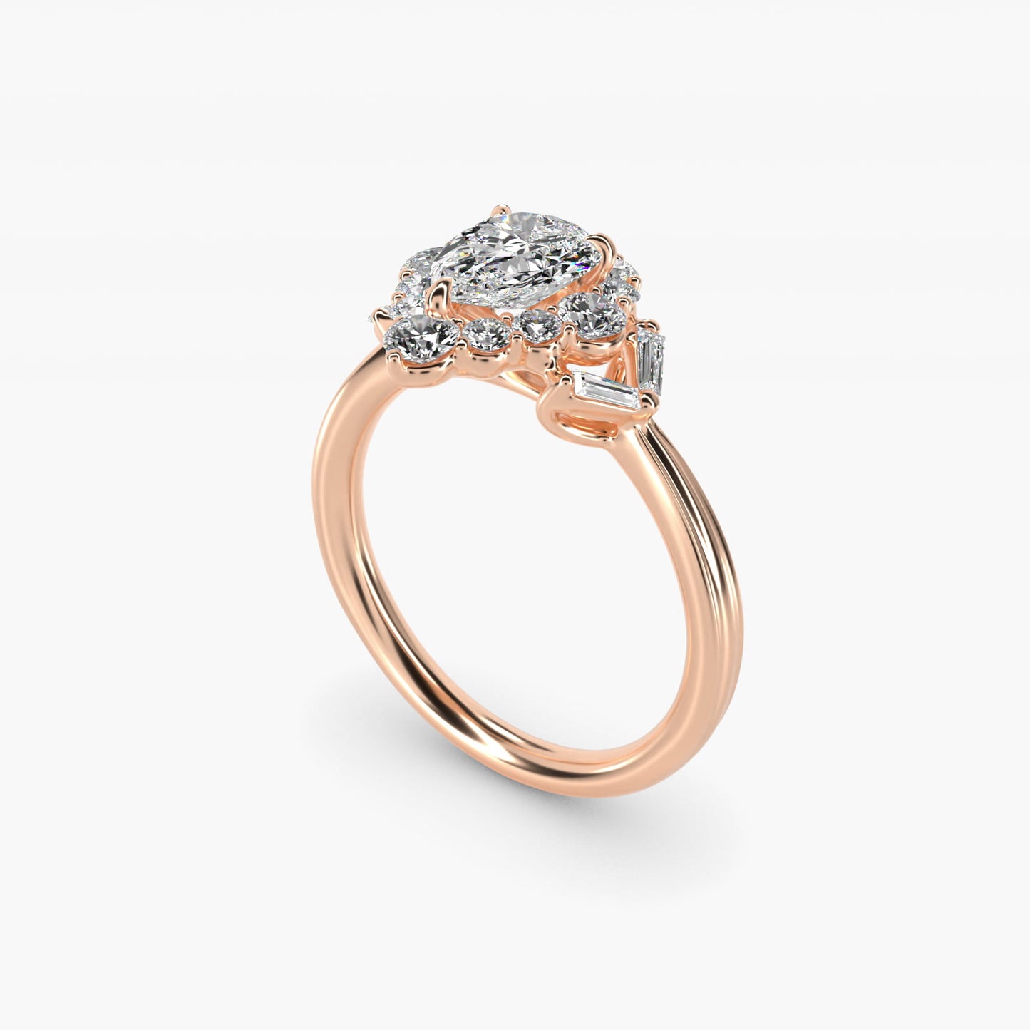 Glamour Halo Vintage-Style Engagement Ring In 18k Rose Gold By James Allen - Pear Center