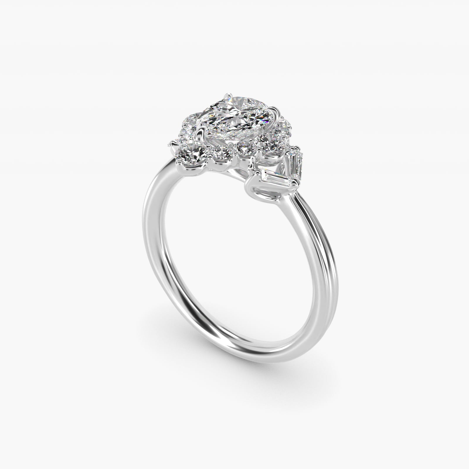 Glamour Halo Vintage-Style Engagement Ring In 18k White Gold By James Allen - Pear Center