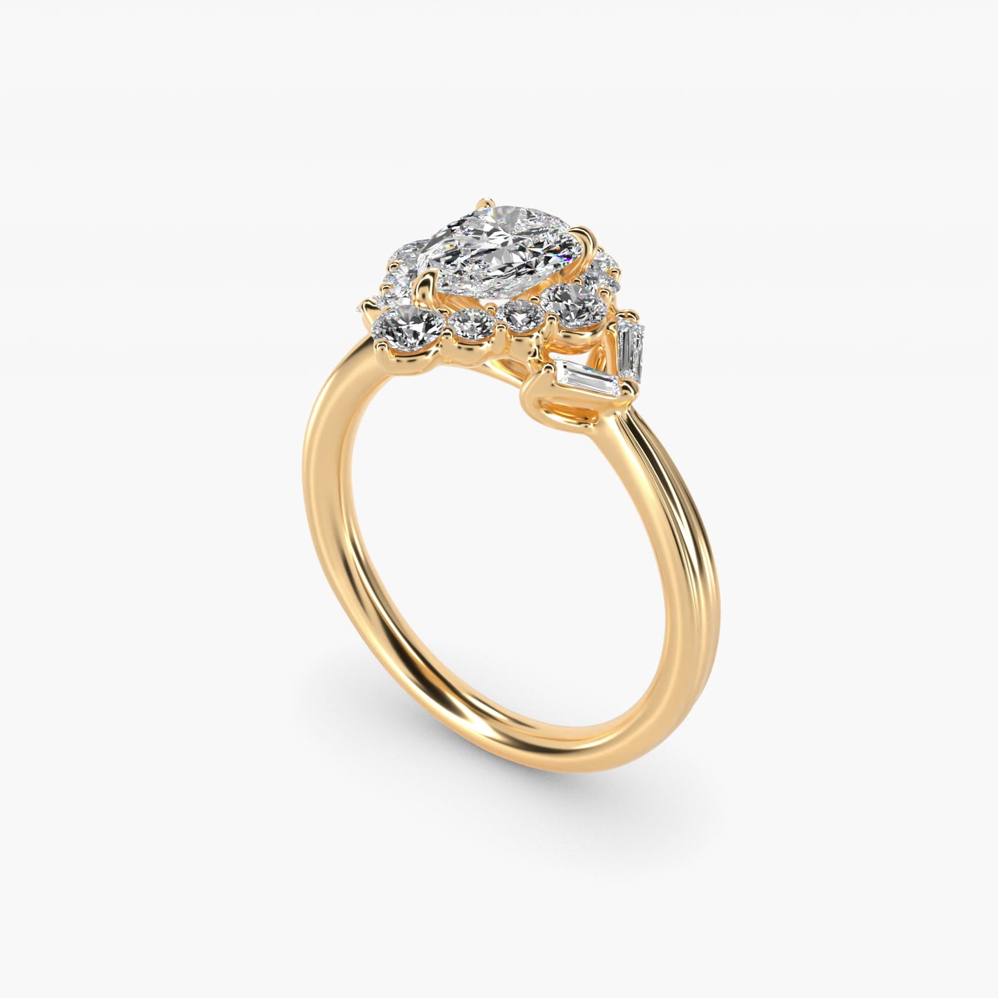 Glamour Halo Vintage-Style Engagement Ring In 14K Yellow Gold By James Allen - Pear Center