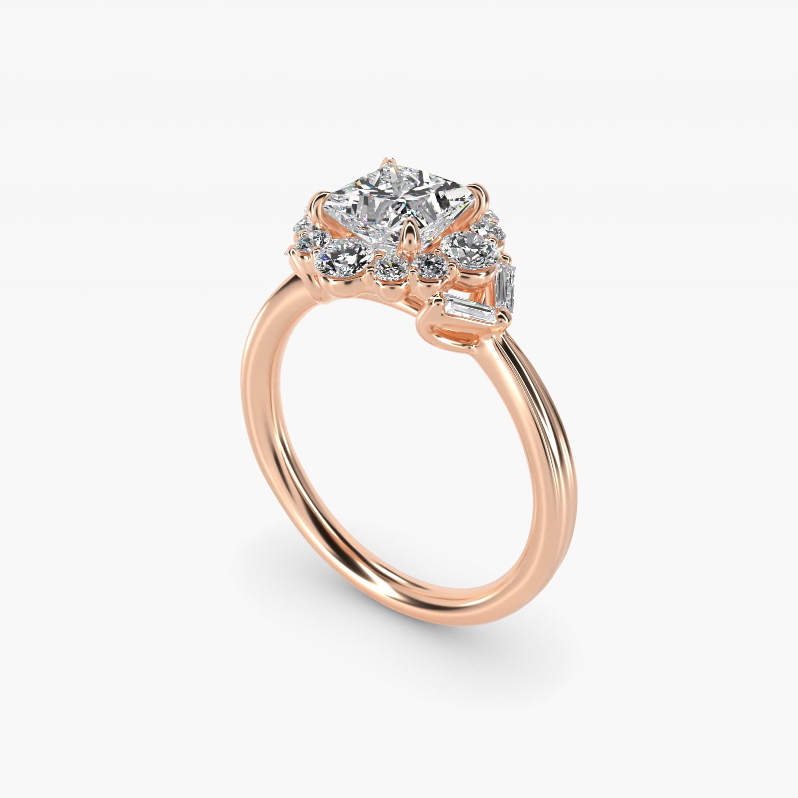 Glamour Halo Vintage-Style Engagement Ring In 18k Rose Gold By James Allen - Princess Center