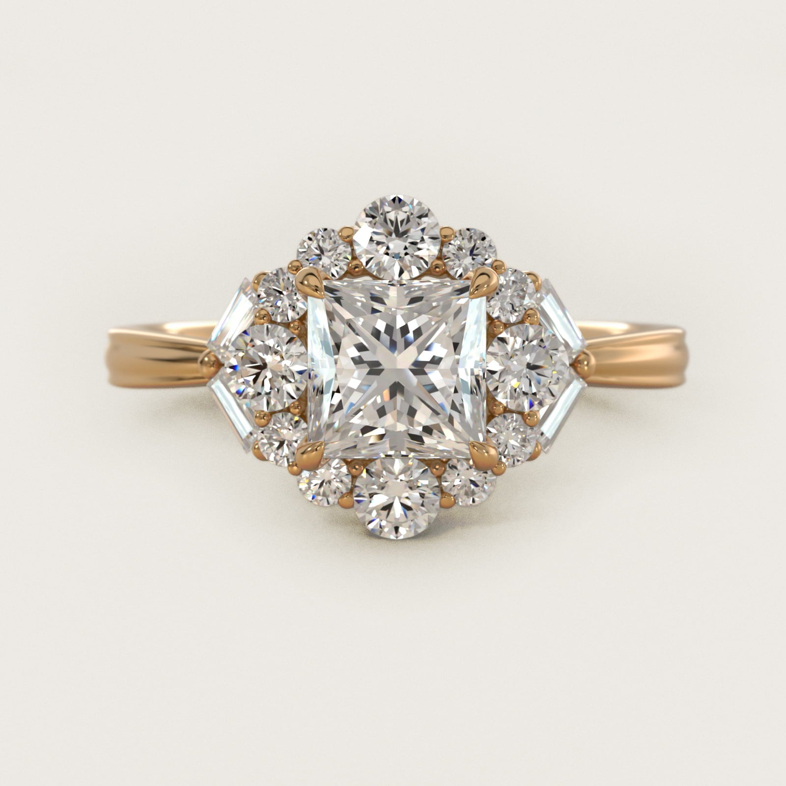 Glamour Halo Vintage-Style Engagement Ring In 18k Yellow Gold By James Allen - Princess Center