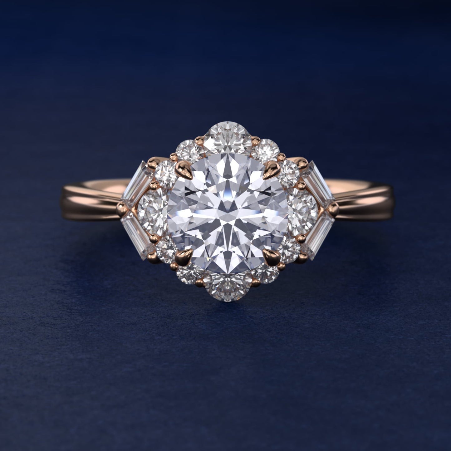 Glamour Halo Vintage-Style Engagement Ring In 14K Rose Gold By James Allen - Round Center