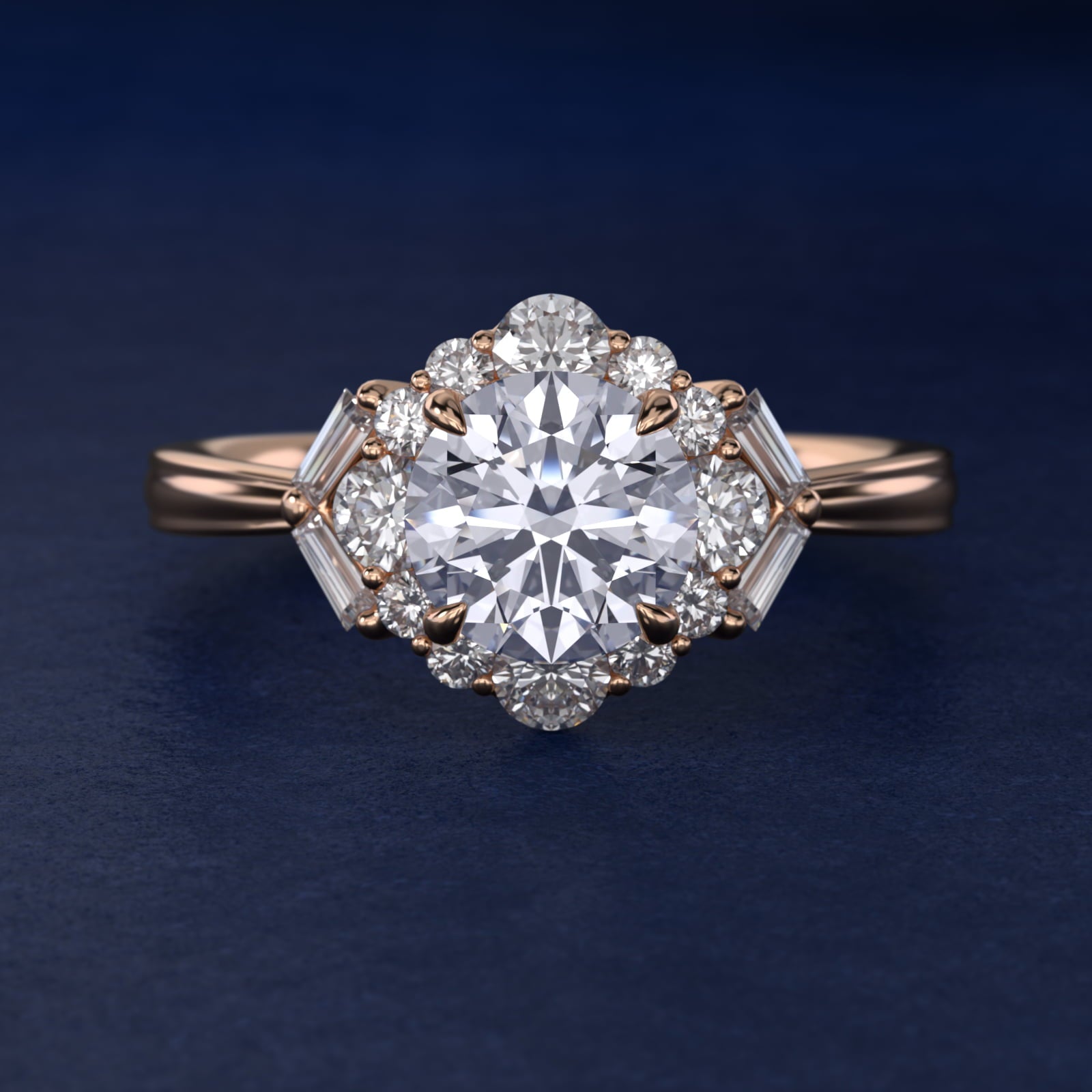 Glamour Halo Vintage-Style Engagement Ring In 14K Rose Gold By James Allen - Round Center
