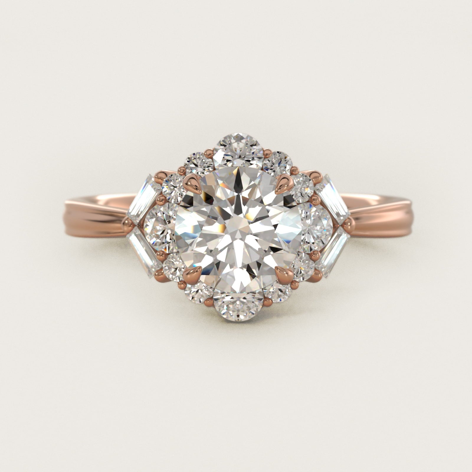 Glamour Halo Vintage-Style Engagement Ring In 18k Rose Gold By James Allen - Round Center