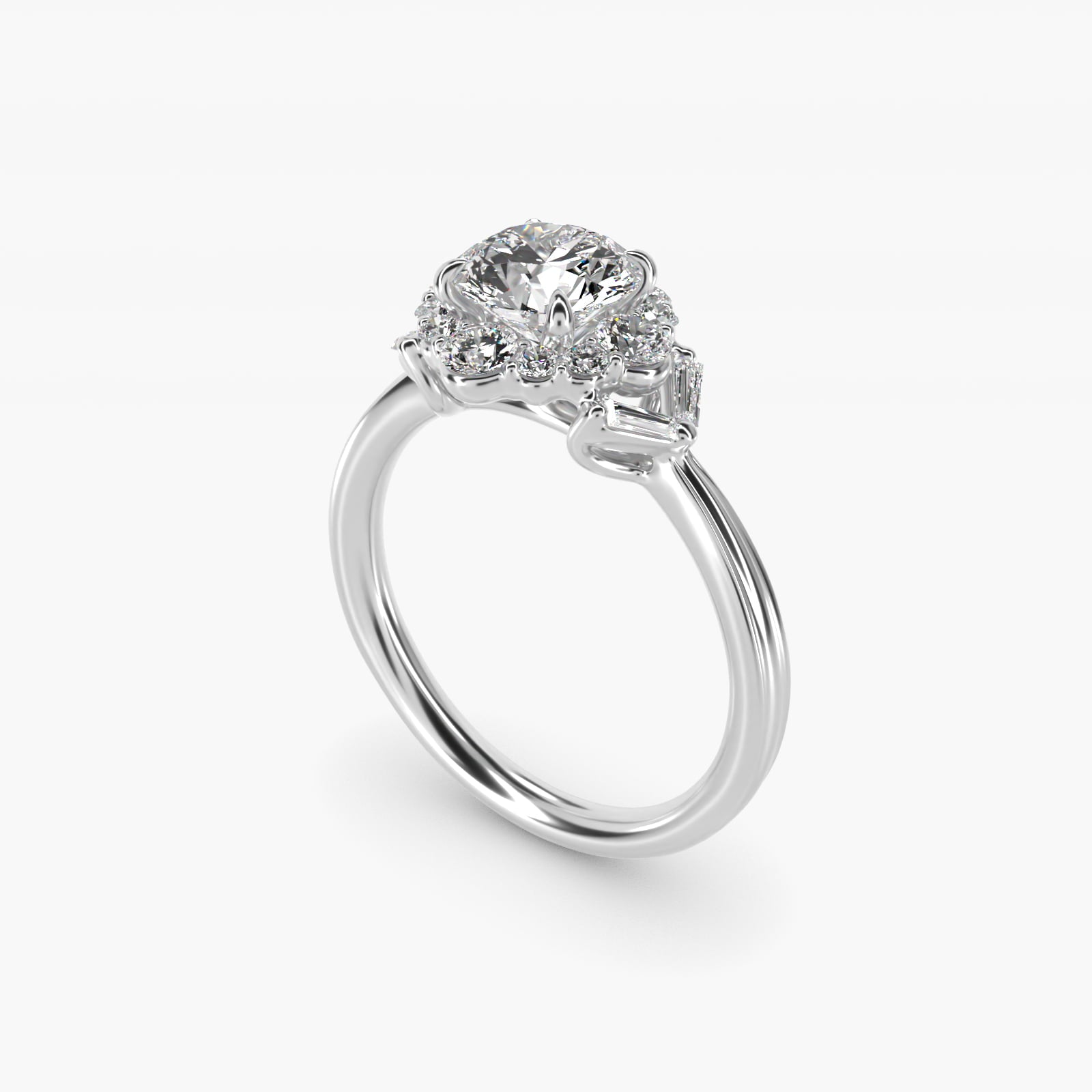 Glamour Halo Vintage-Style Engagement Ring In 14K White Gold By James Allen - Round Center