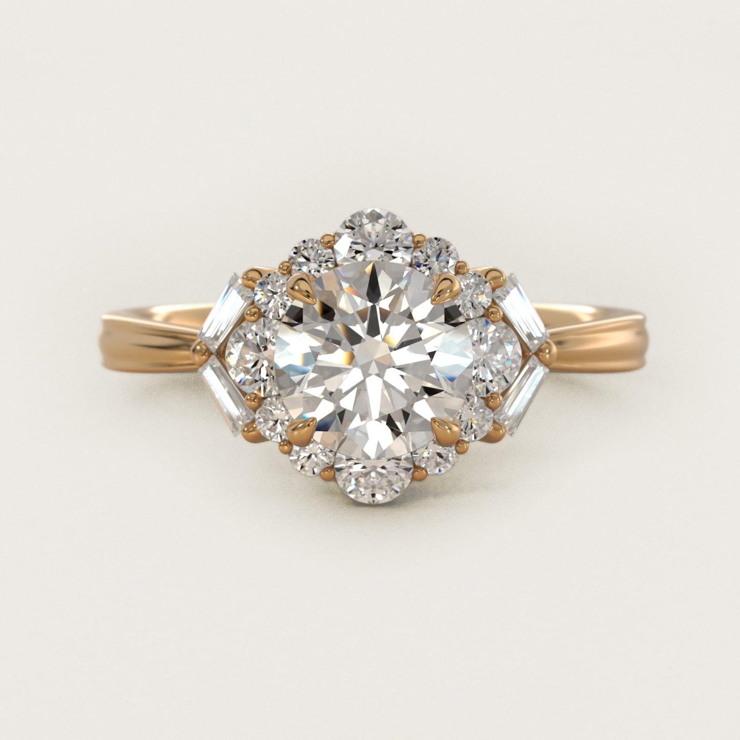 Glamour Halo Vintage-Style Engagement Ring In 14K Yellow Gold By James Allen - Round Center