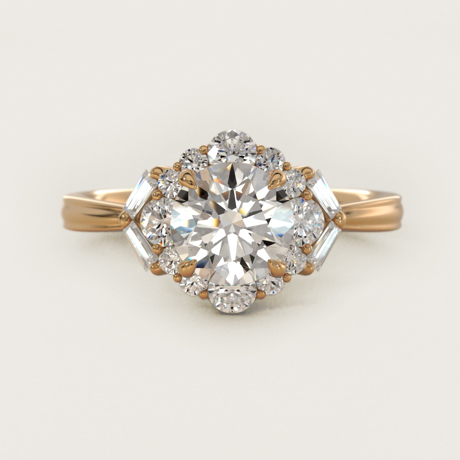 Glamour Halo Vintage-Style Engagement Ring In 14K Yellow Gold By James Allen - Round Center