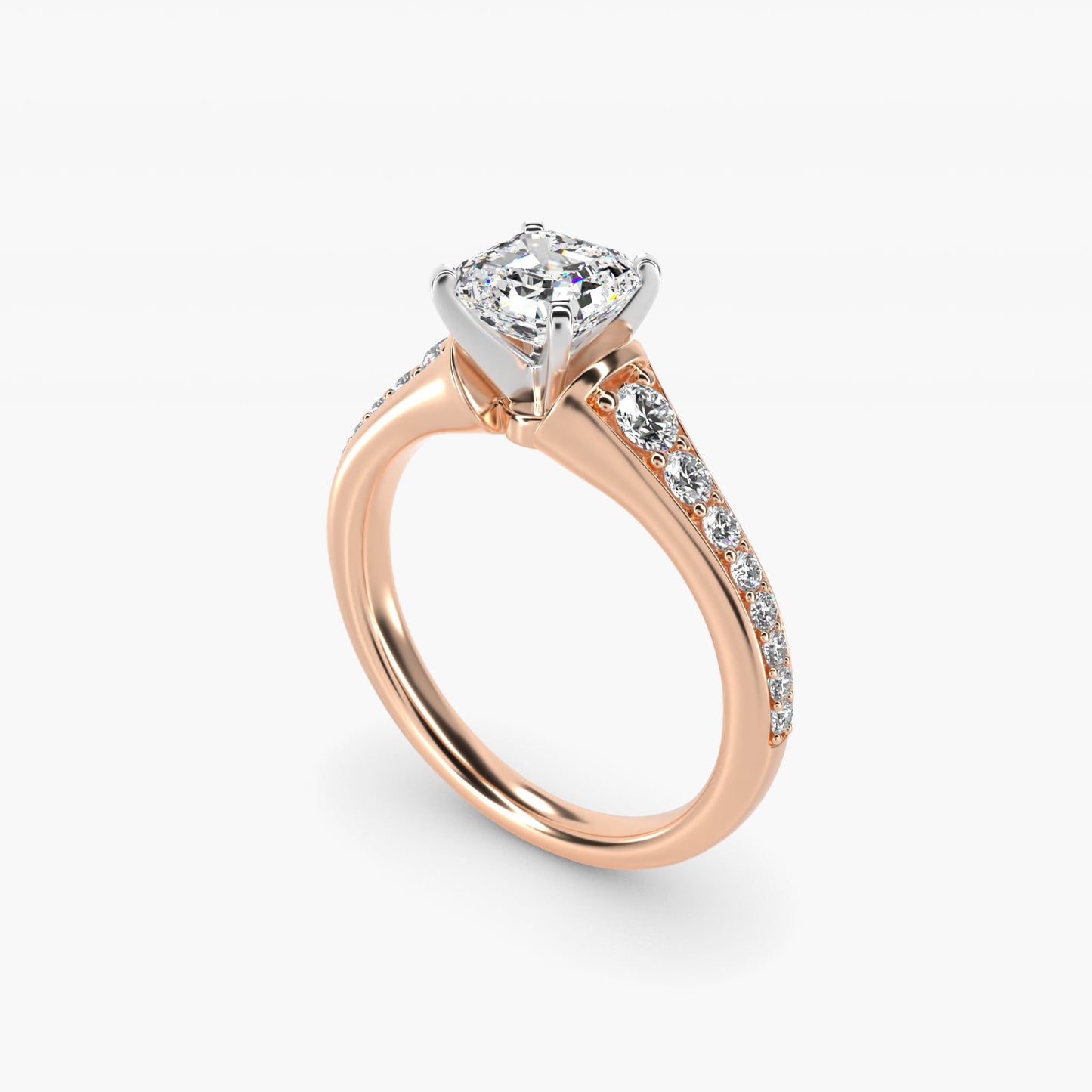 Graduated Diamond Engagement Ring in 14k Rose Gold (1/3 ct. tw.) - Asscher Center