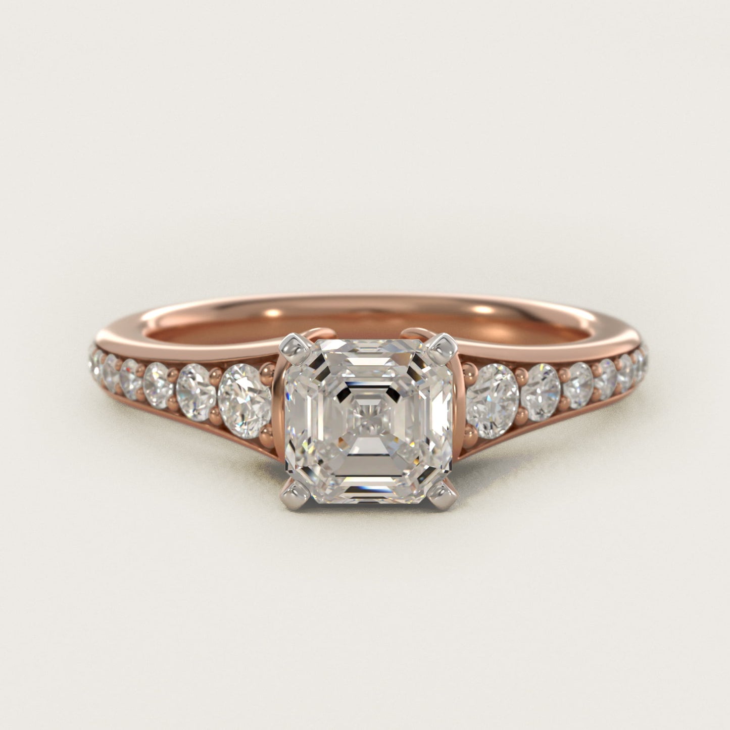 Graduated Diamond Engagement Ring in 14k Rose Gold (1/3 ct. tw.) - Asscher Center
