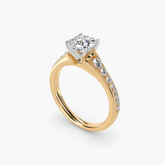 Graduated Diamond Engagement Ring in 14K Yellow Gold (1/3 ct. tw.) - Asscher Center