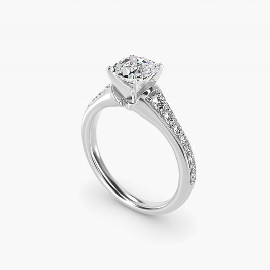 Graduated Diamond Engagement Ring in Platinum (1/3 ct. tw.) - Cushion Center