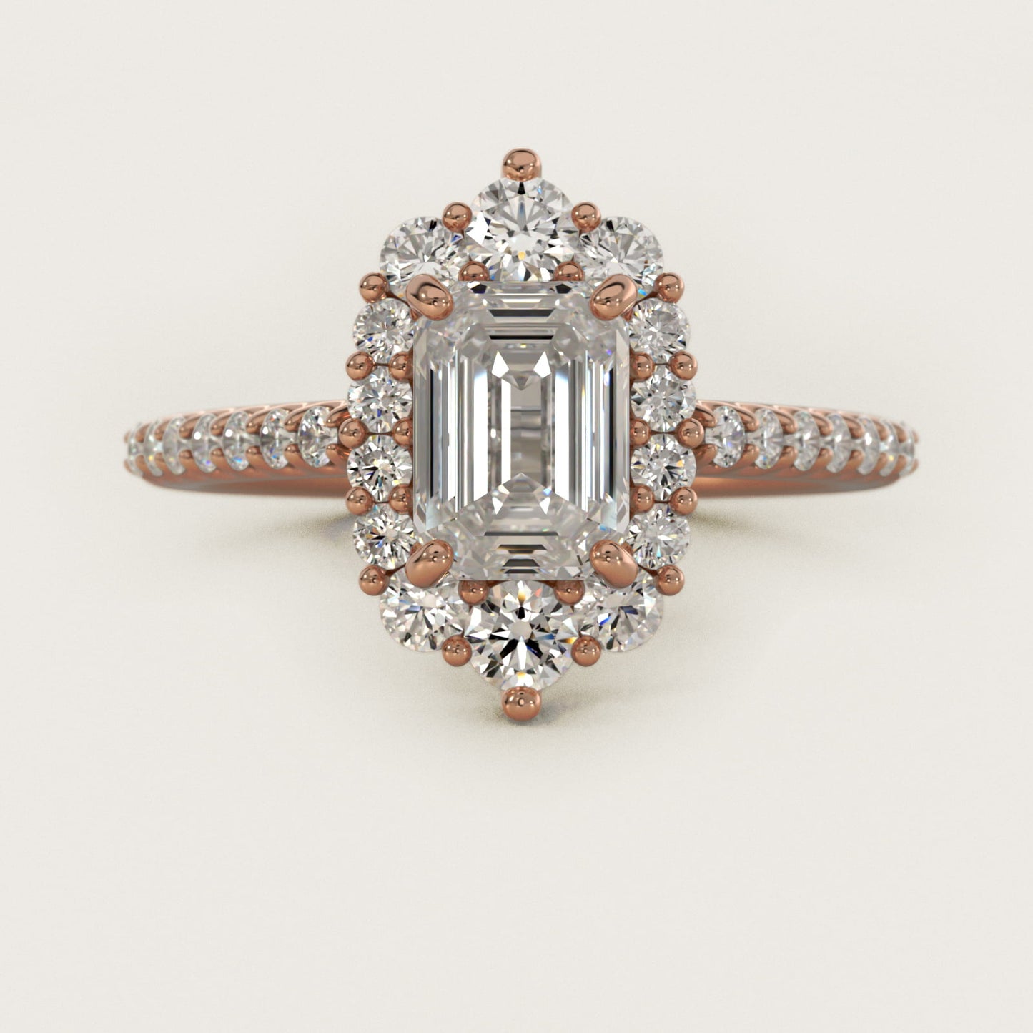 Graduated Diamond Halo Engagement Ring In 14K Rose Gold By James Allen - Emerald Center