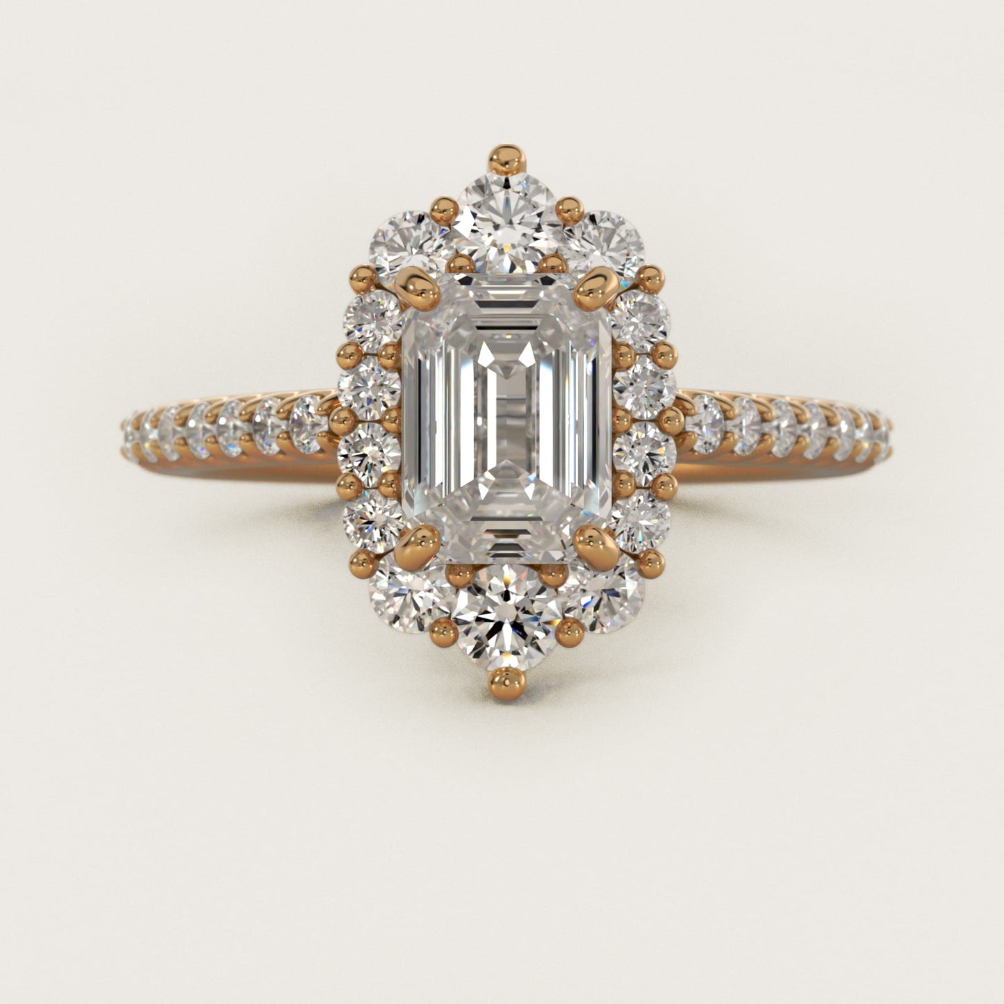 Graduated Diamond Halo Engagement Ring In 14K Yellow Gold By James Allen - Emerald Center