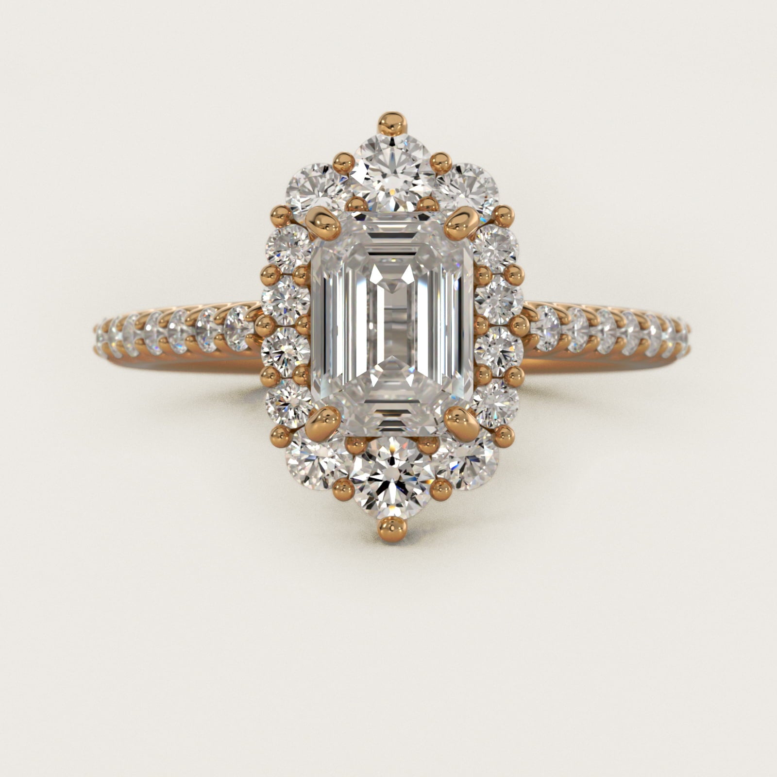 Graduated Diamond Halo Engagement Ring In 14K Yellow Gold By James Allen - Emerald Center