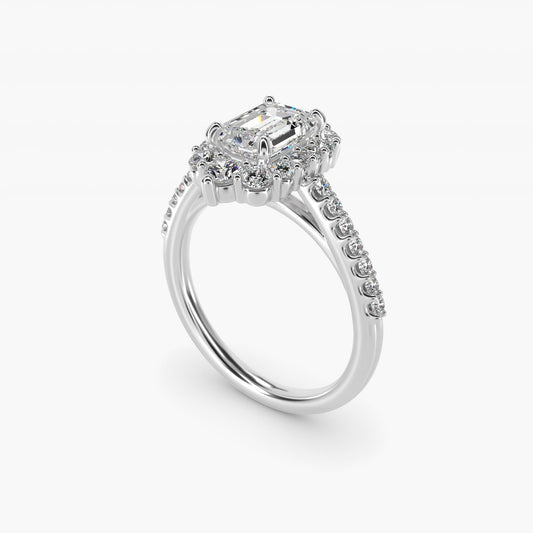 Graduated Diamond Halo Engagement Ring In Platinum By James Allen - Emerald Center