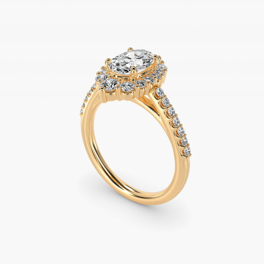 Graduated Diamond Halo Engagement Ring In 14K Yellow Gold By James Allen - Oval Center