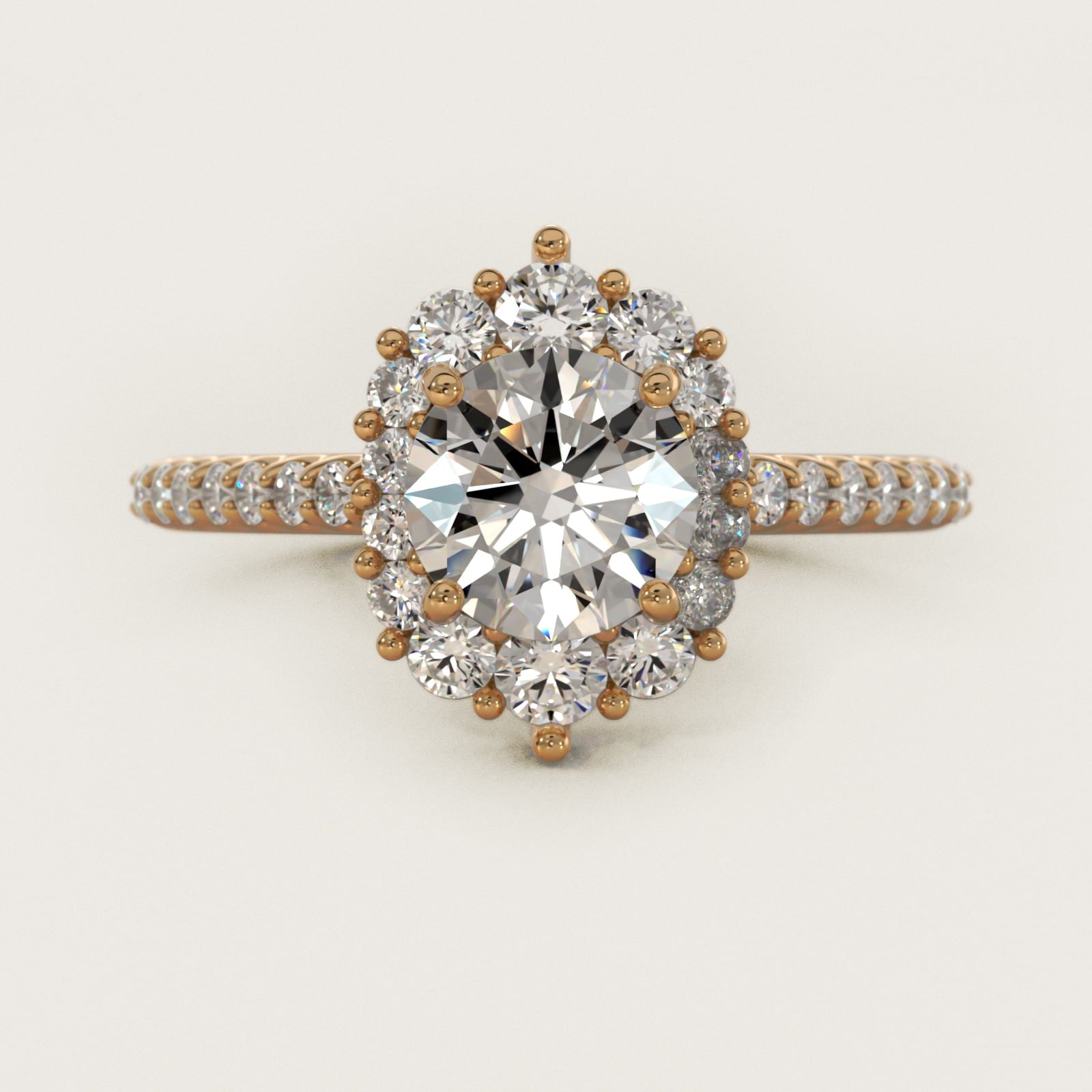 Graduated Diamond Halo Engagement Ring In 14K Yellow Gold By James Allen - Round Center