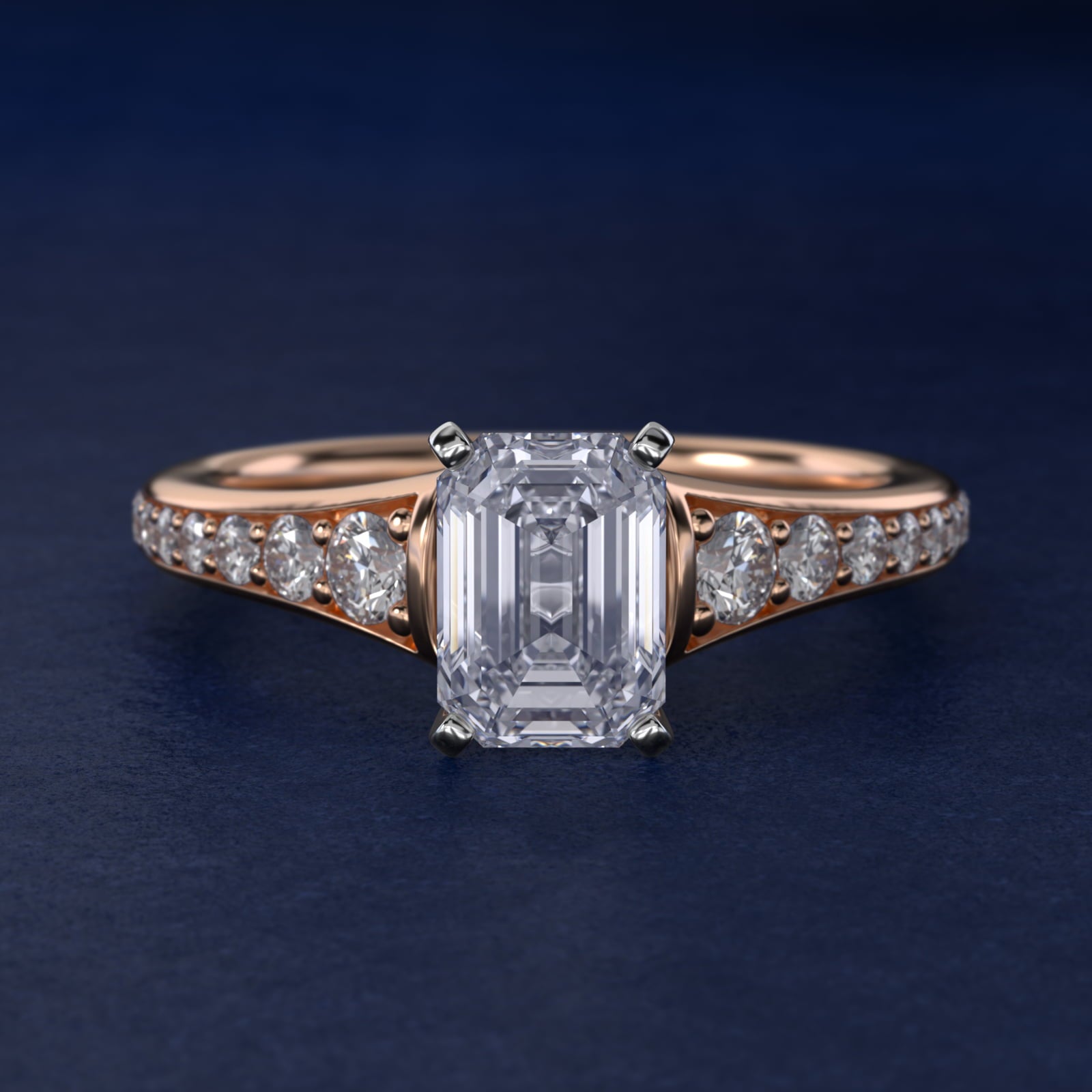 Graduated Diamond Engagement Ring in 18k Rose Gold (1/3 ct. tw.) - Emerald Center