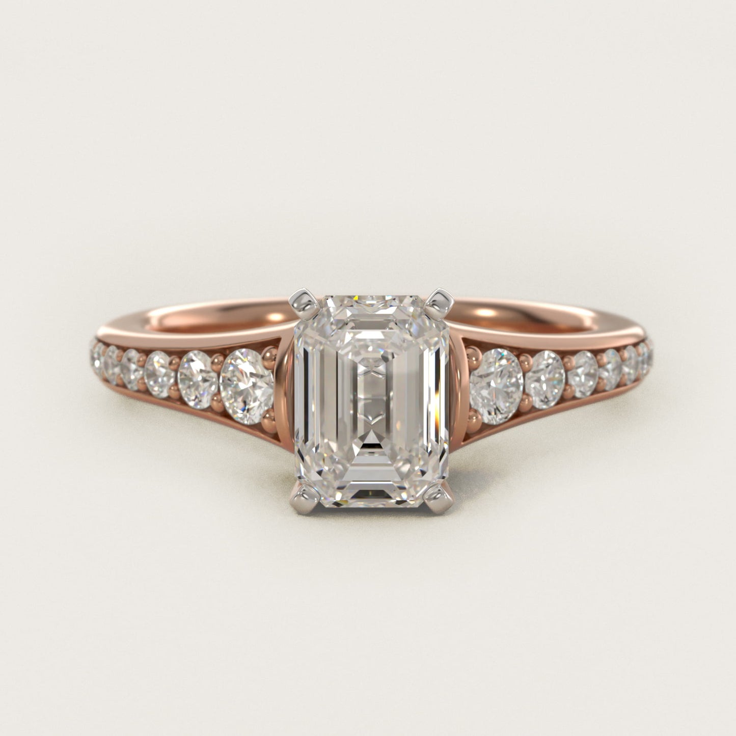 Graduated Diamond Engagement Ring in 14k Rose Gold (1/3 ct. tw.) - Emerald Center