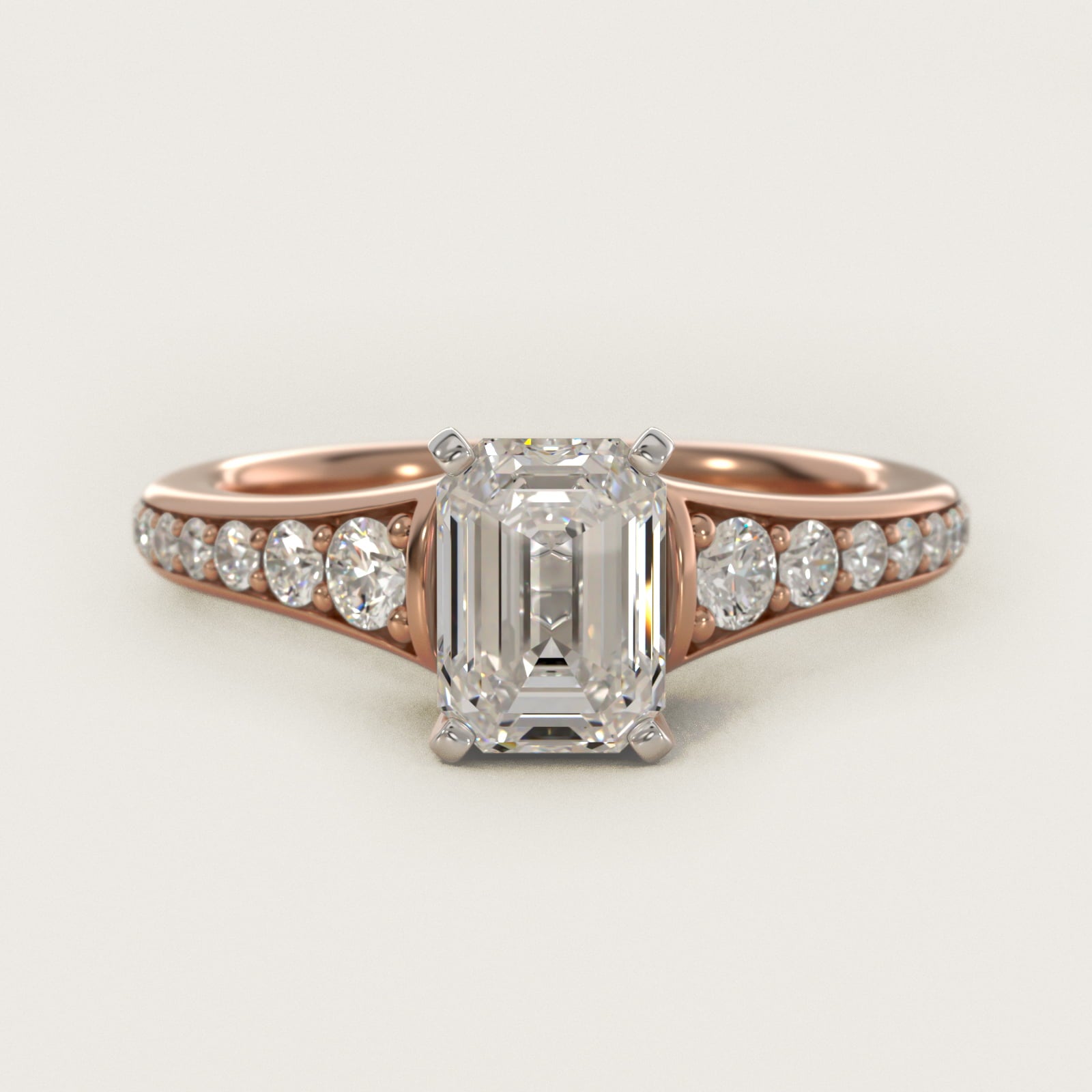 Graduated Diamond Engagement Ring in 18k Rose Gold (1/3 ct. tw.) - Emerald Center