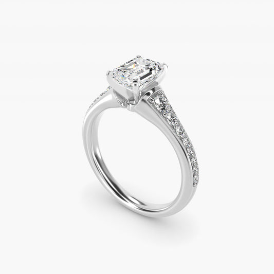 Graduated Diamond Engagement Ring in 14k White Gold (1/3 ct. tw.) - Emerald Center