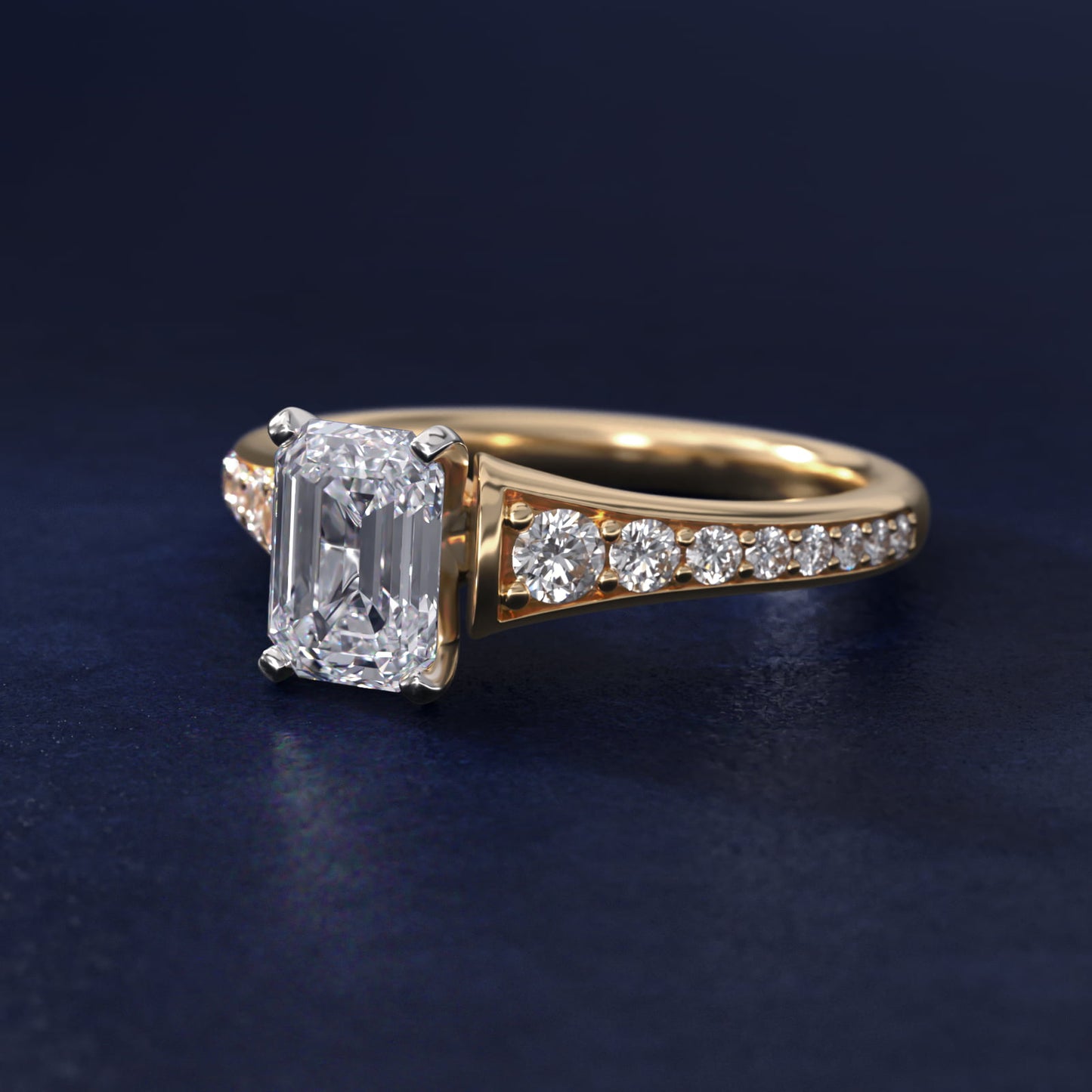 Graduated Diamond Engagement Ring in 18k Yellow Gold (1/3 ct. tw.) - Emerald Center