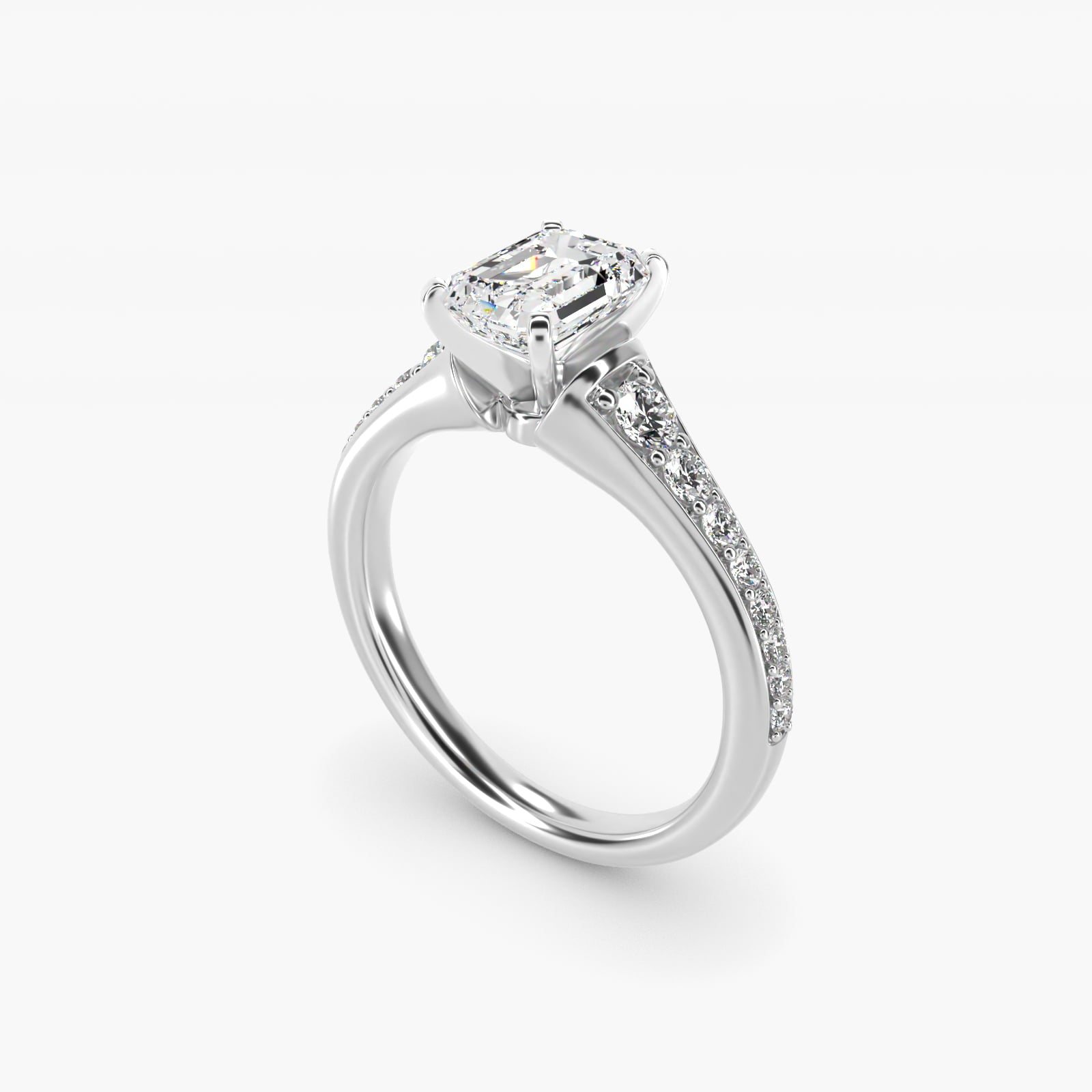 Graduated Diamond Engagement Ring in Platinum (1/3 ct. tw.) - Emerald Center