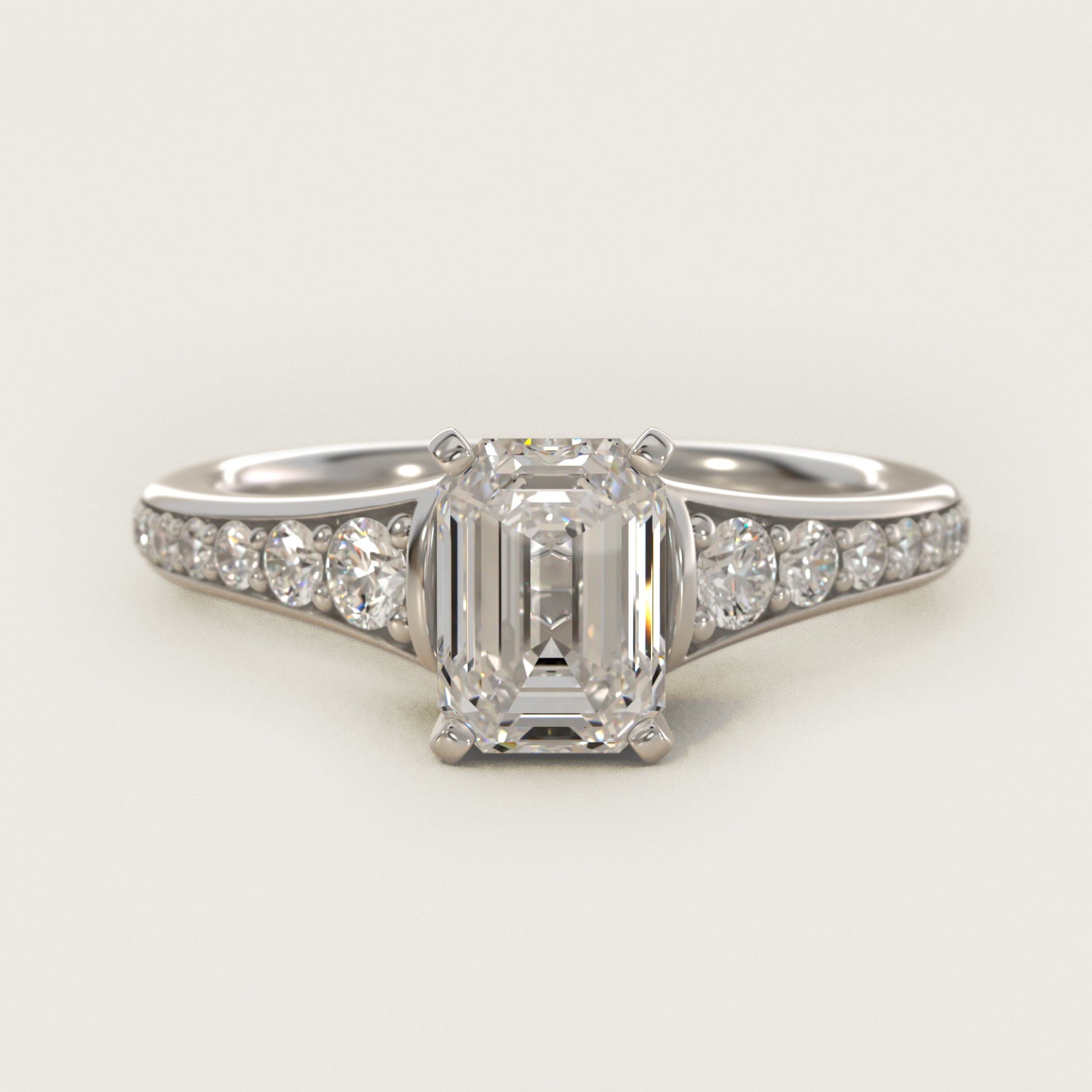 Graduated Diamond Engagement Ring in Platinum (1/3 ct. tw.) - Emerald Center