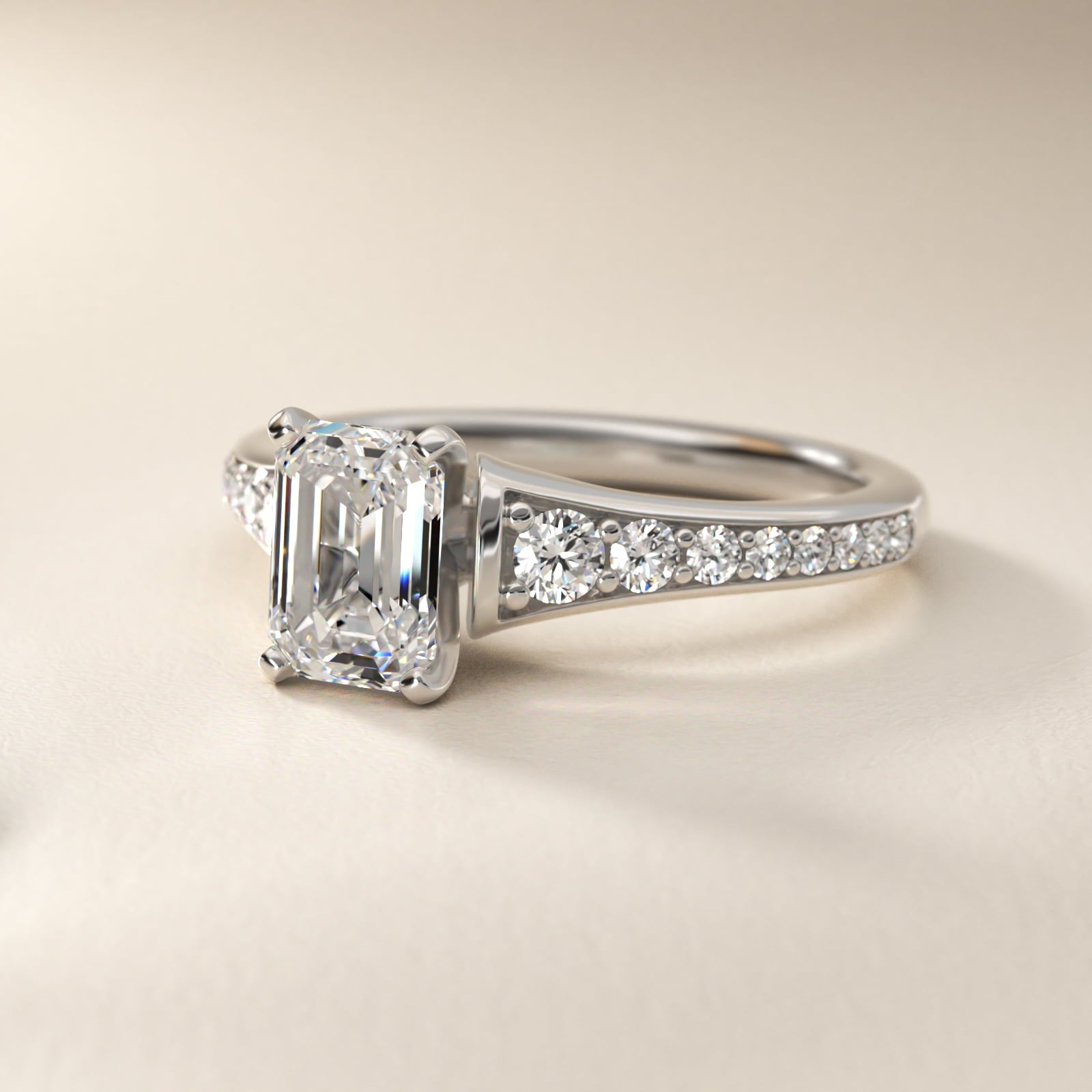 Graduated Diamond Engagement Ring in Platinum (1/3 ct. tw.) - Emerald Center