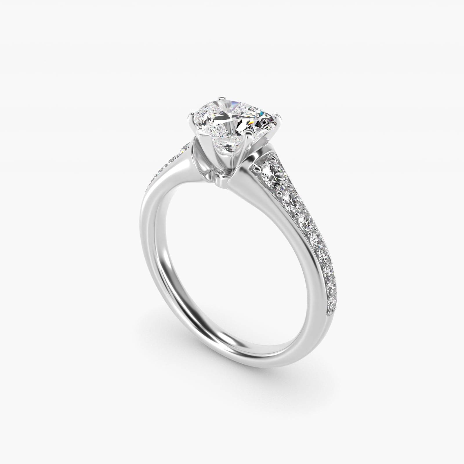 Graduated Diamond Engagement Ring in 14k White Gold (1/3 ct. tw.) - Heart Center