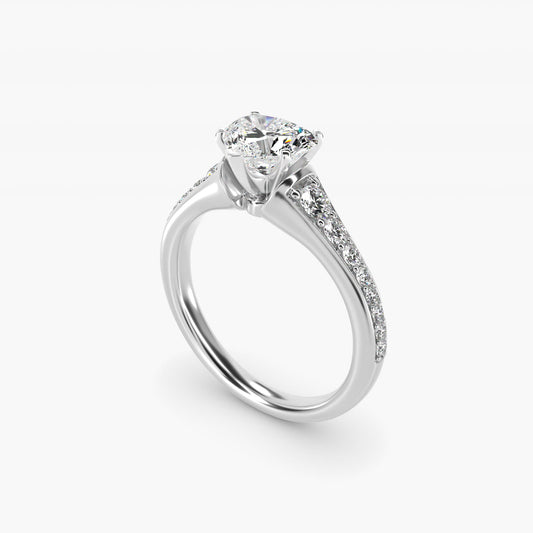 Graduated Diamond Engagement Ring in Platinum (1/3 ct. tw.) - Heart Center