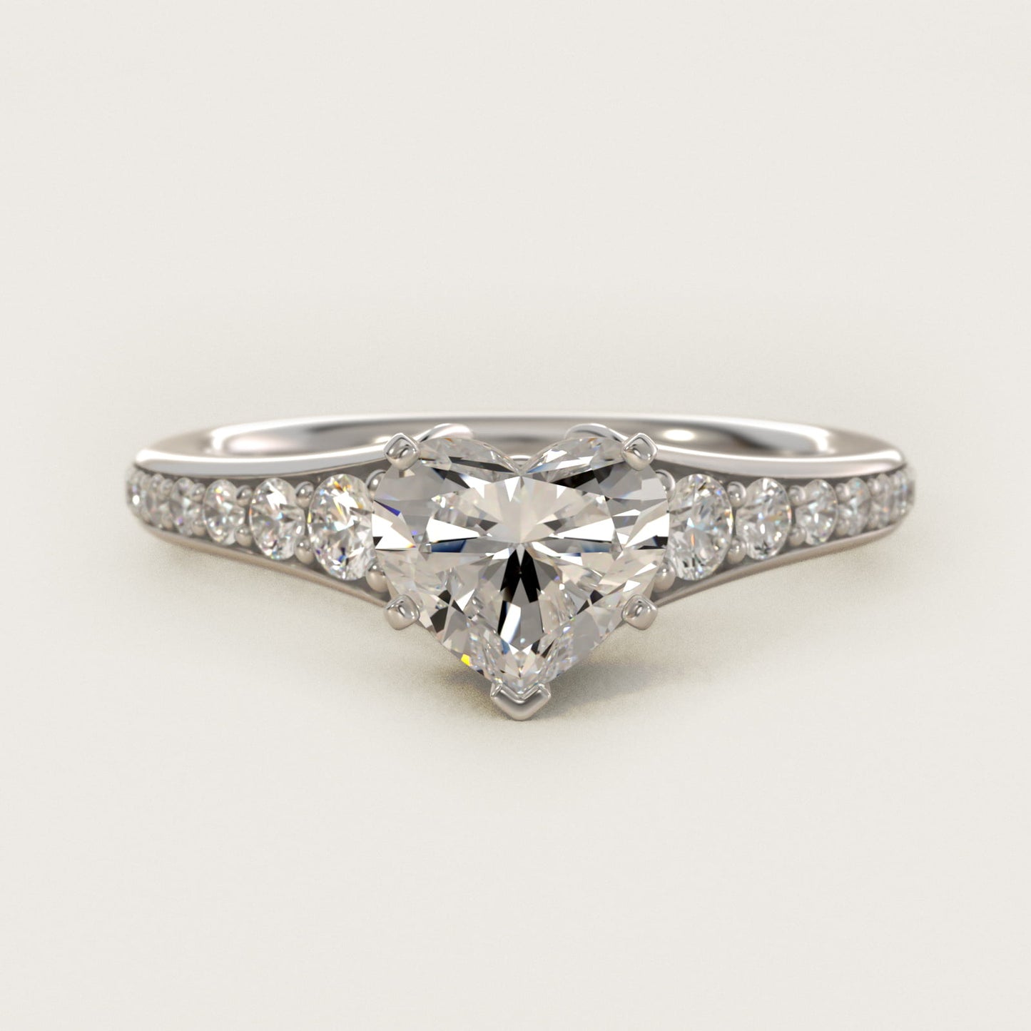 Graduated Diamond Engagement Ring in Platinum (1/3 ct. tw.) - Heart Center