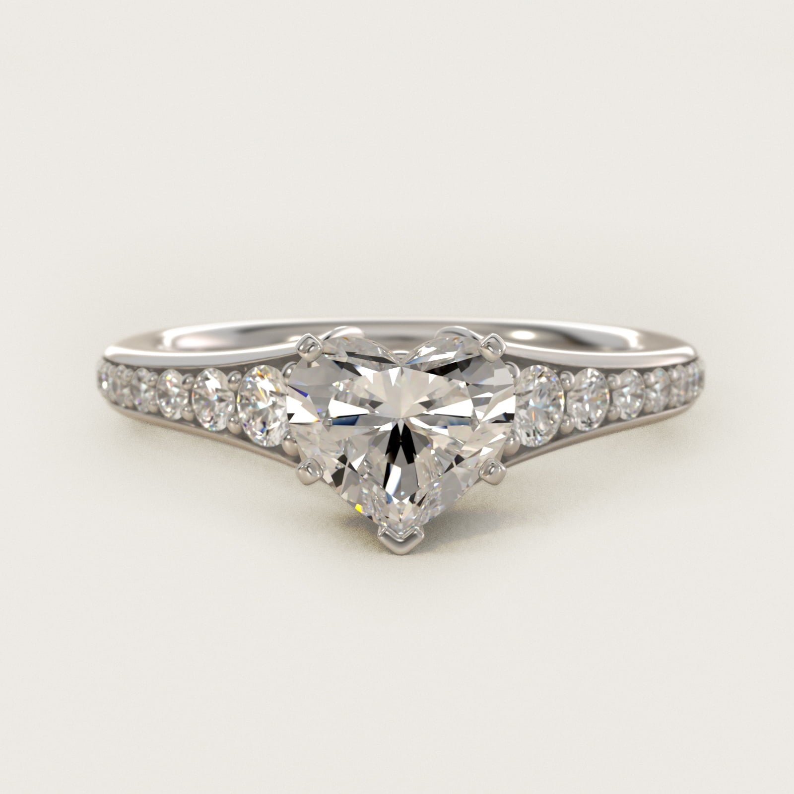 Graduated Diamond Engagement Ring in Platinum (1/3 ct. tw.) - Heart Center