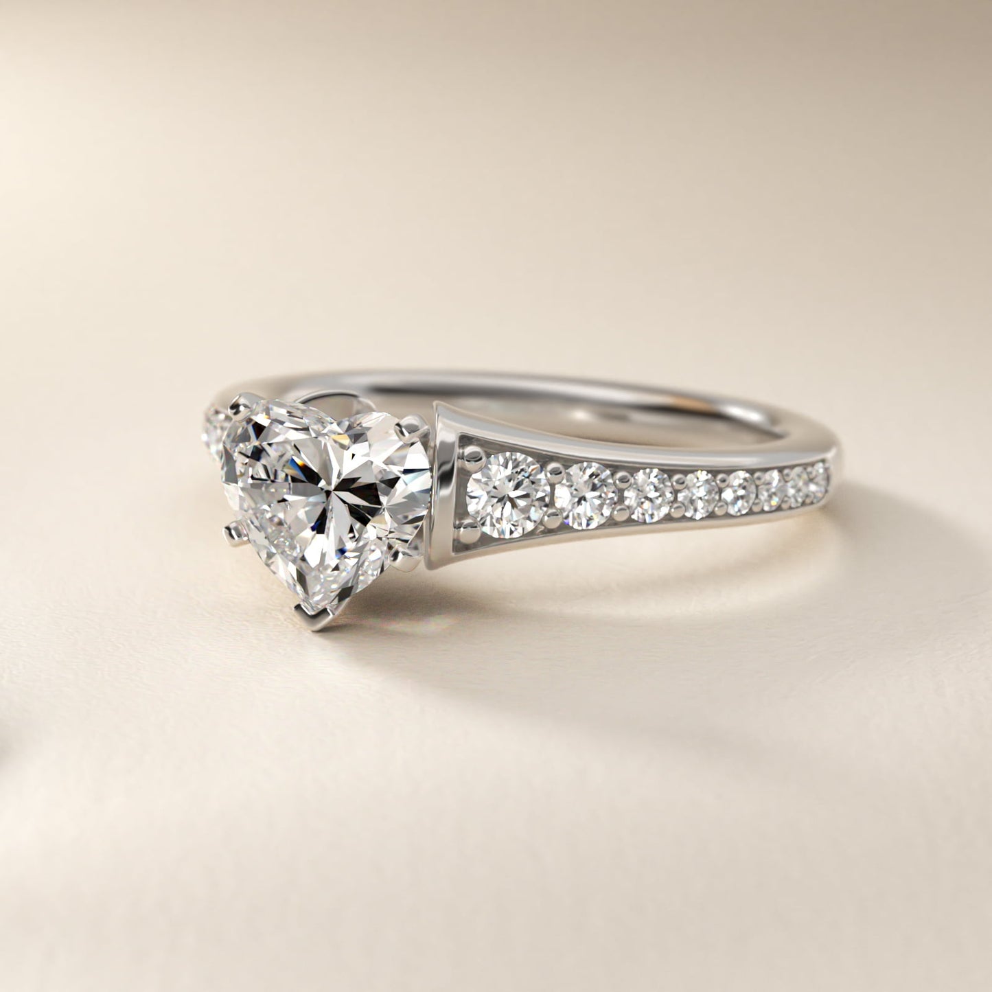 Graduated Diamond Engagement Ring in Platinum (1/3 ct. tw.) - Heart Center