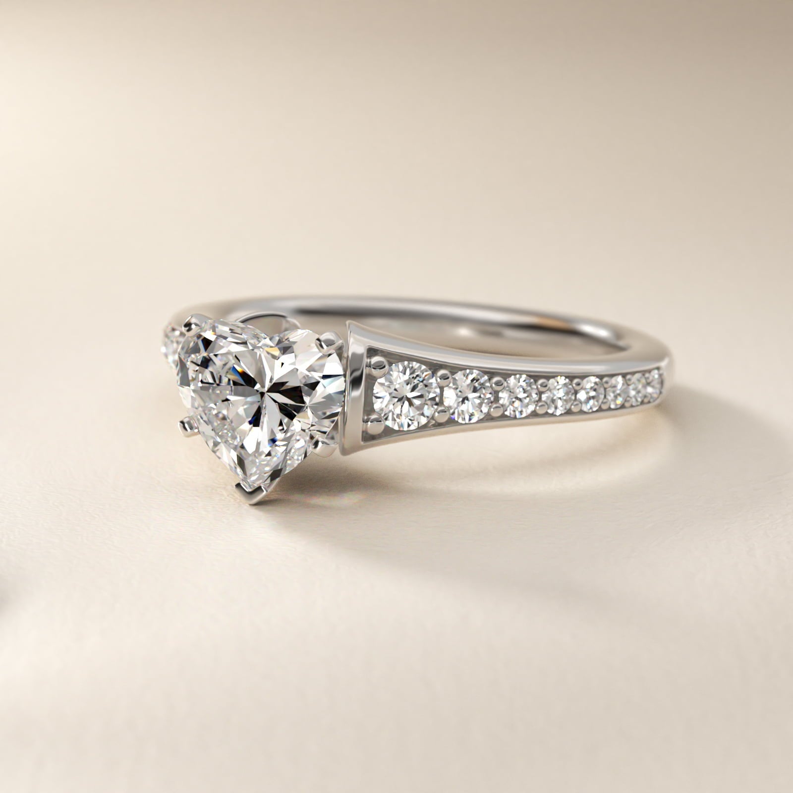 Graduated Diamond Engagement Ring in Platinum (1/3 ct. tw.) - Heart Center