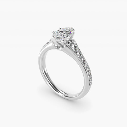 Graduated Diamond Engagement Ring in Platinum (1/3 ct. tw.) - Marquise Center