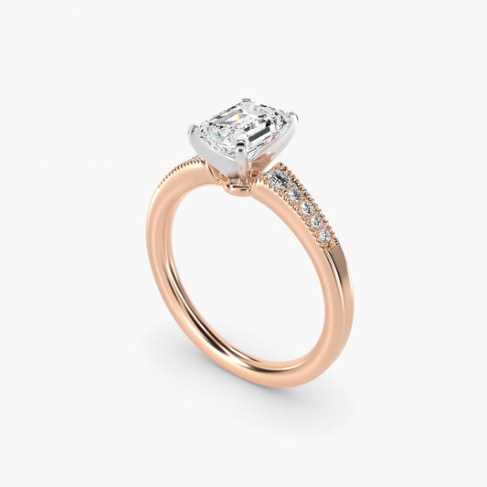 Graduated Milgrain Diamond Engagement Ring in 14k Rose Gold (1/10 ct. tw.) - Emerald Center