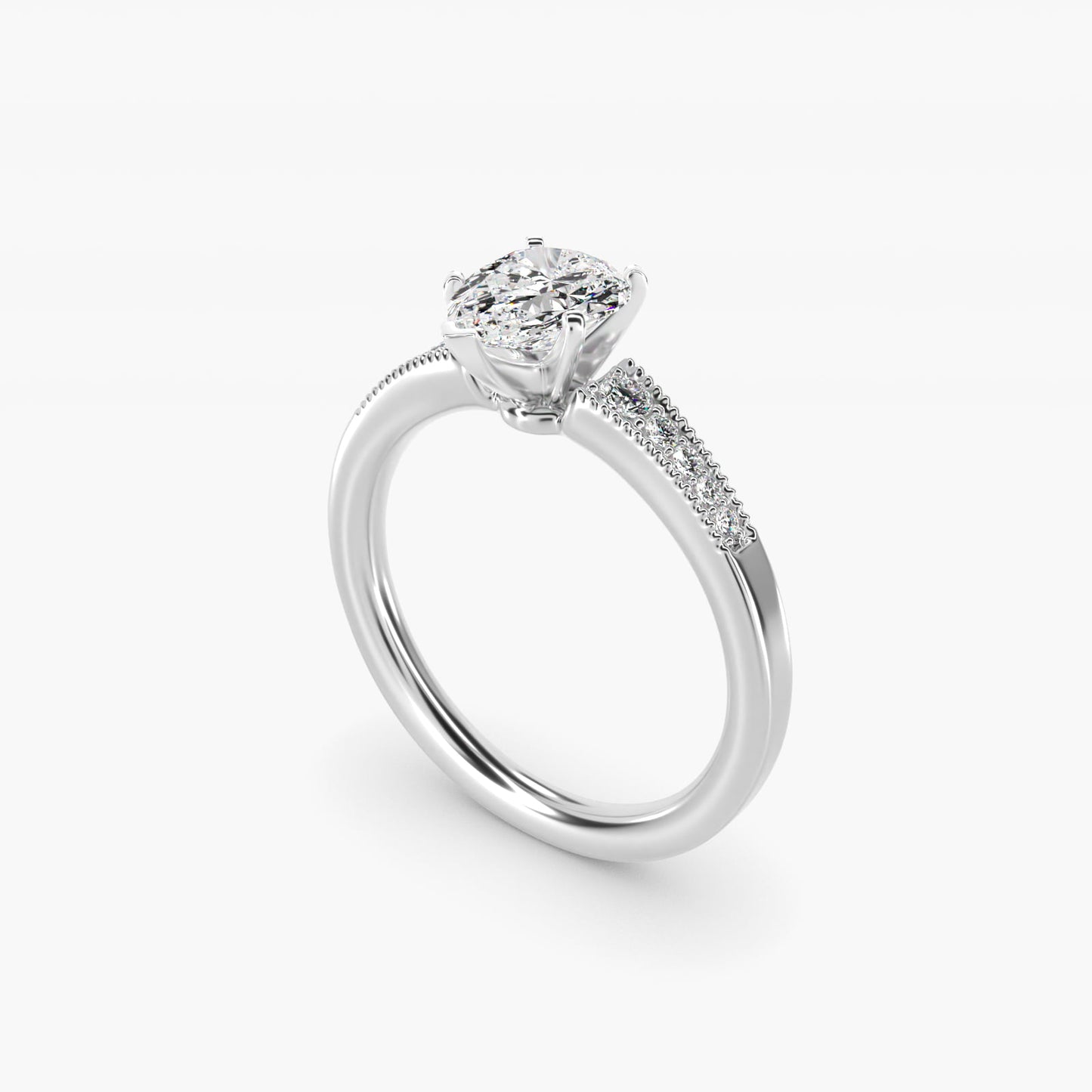 Graduated Milgrain Diamond Engagement Ring in Platinum (1/10 ct. tw.) - Pear Center