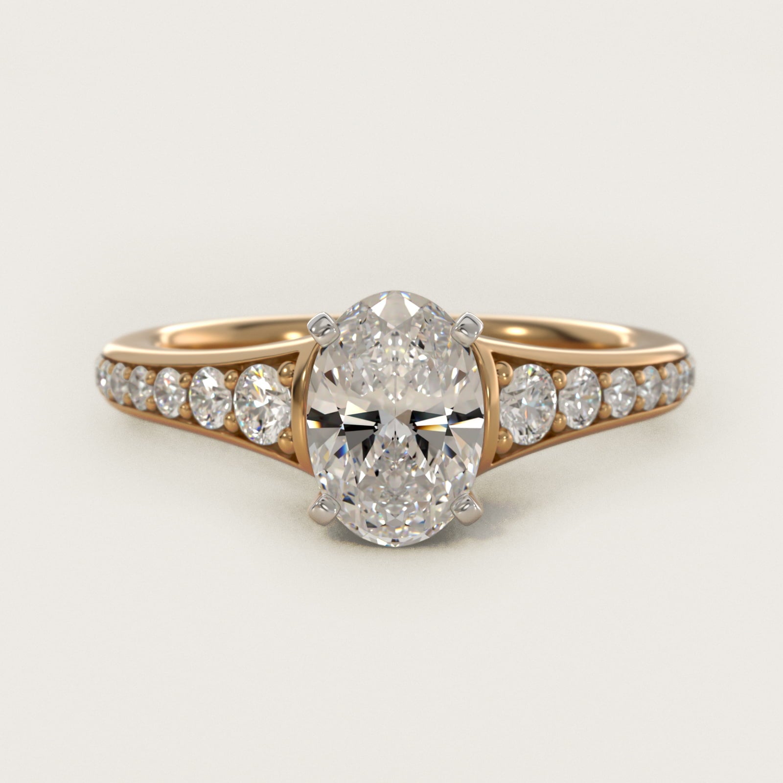 Graduated Diamond Engagement Ring in 14K Yellow Gold (1/3 ct. tw.) - Oval Center