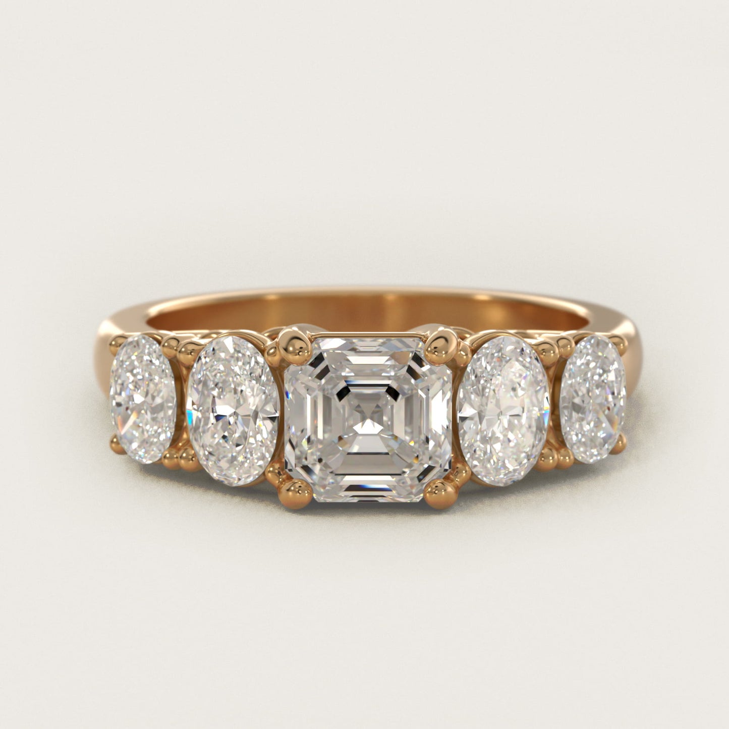Graduated Oval Diamond Engagement Ring in 14K Yellow Gold (1/2 ct. tw.) - Asscher Center