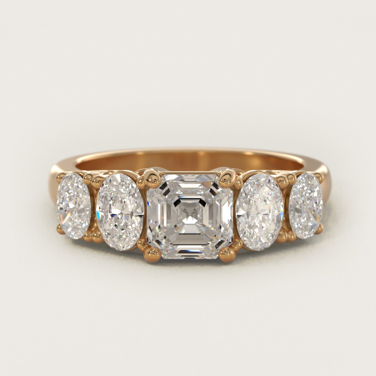 Graduated Oval Diamond Engagement Ring in 14K Yellow Gold (1/2 ct. tw.) - Asscher Center