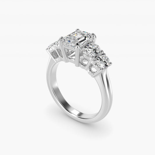 Graduated Oval Diamond Engagement Ring in 14k White Gold (1/2 ct. tw.) - Emerald Center